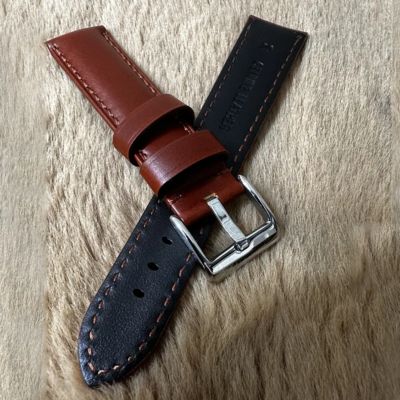 20mm Red Wine  Genuine Leather Watch Strap – Durable Band